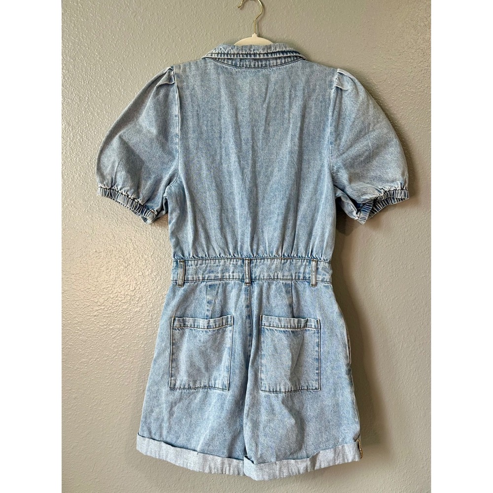 Denim Puff Sleeve Jumpsuit - Picture 3 of 5